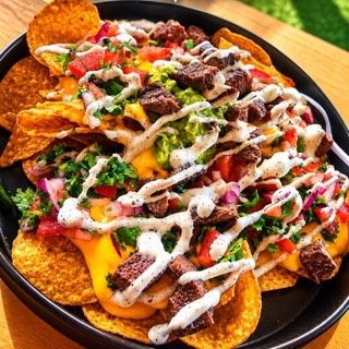 Botana caliente · Nachos arrachera