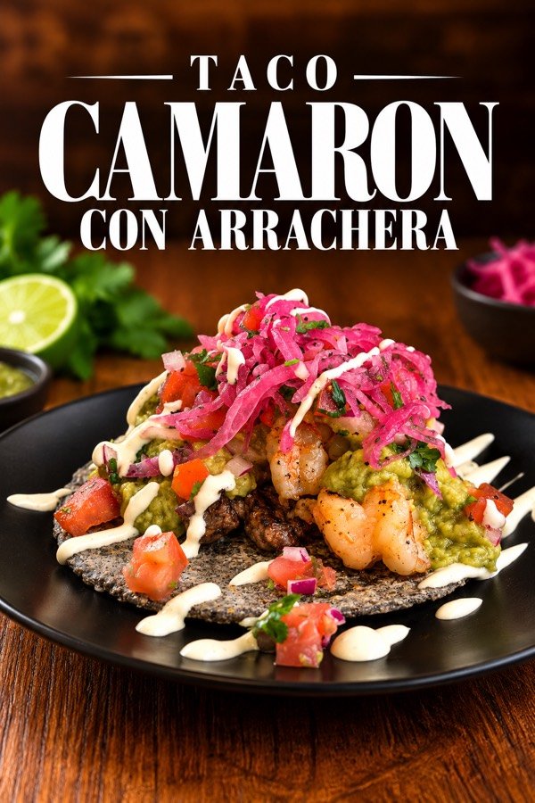 Taco de camarón con arrachera