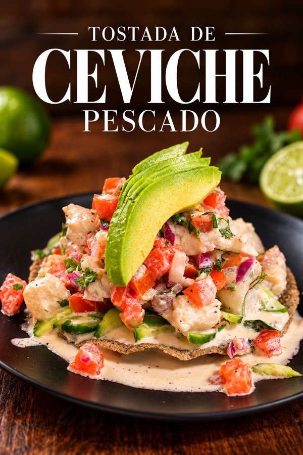 Tostada de ceviche de pescado